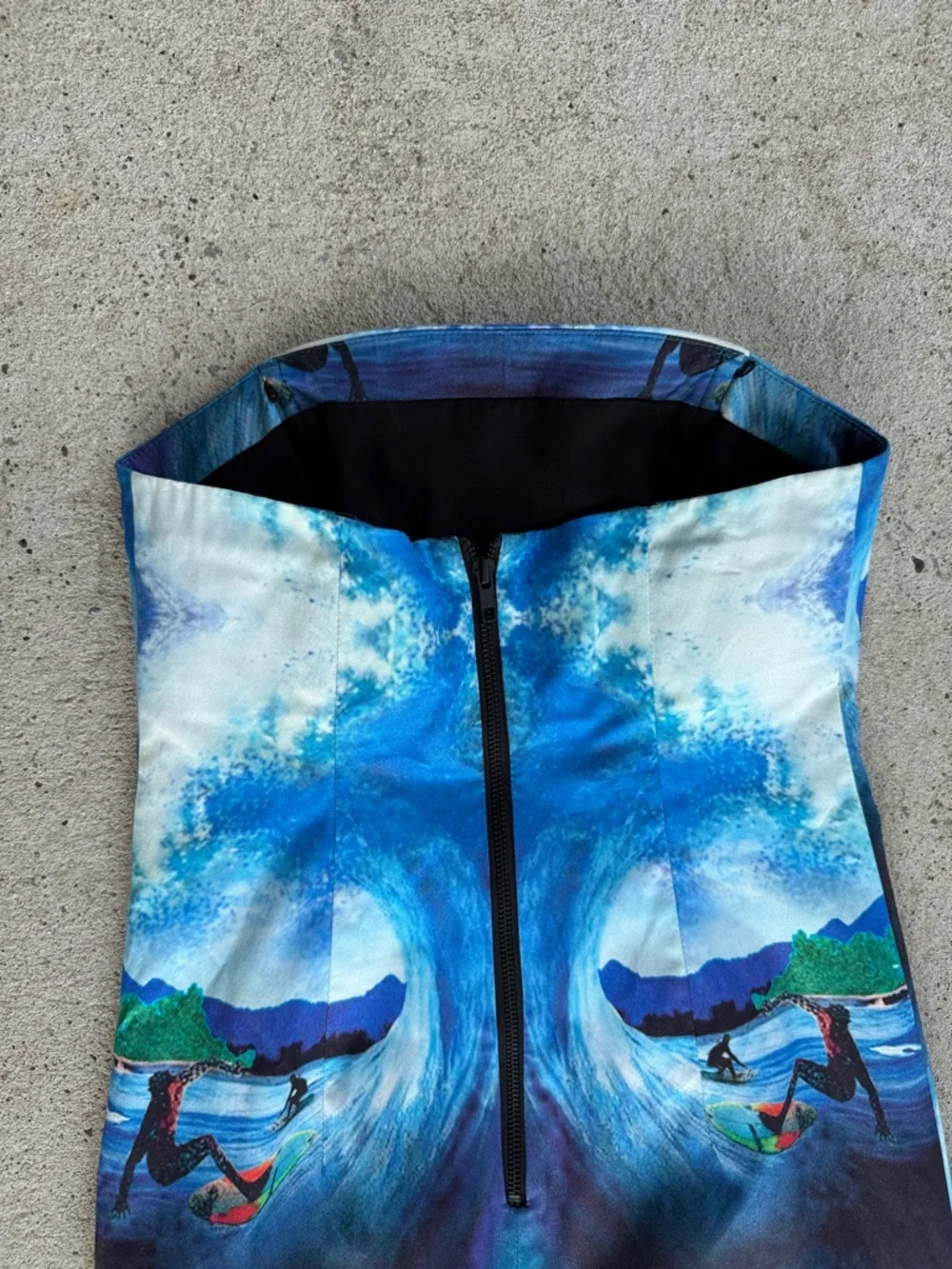 Milly Tropical/Surfer Photo Print Strapless Sheath Size 2 - Picture 5 of 14